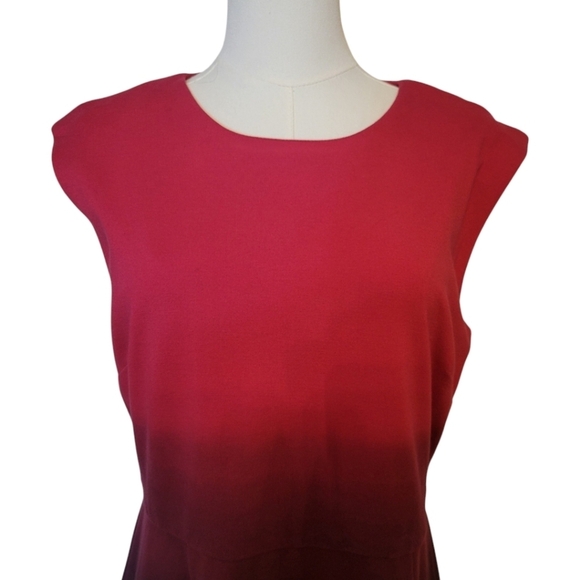 Catherine Malandrino Red & Black Ombre Sleeveless Fit & Flare Dress Size Large - Picture 3 of 6